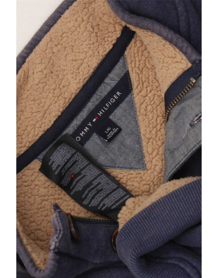 Tommy Hilfiger Herre Sherpa Træningsdragt Top Jakke Stor Blå Bomuld