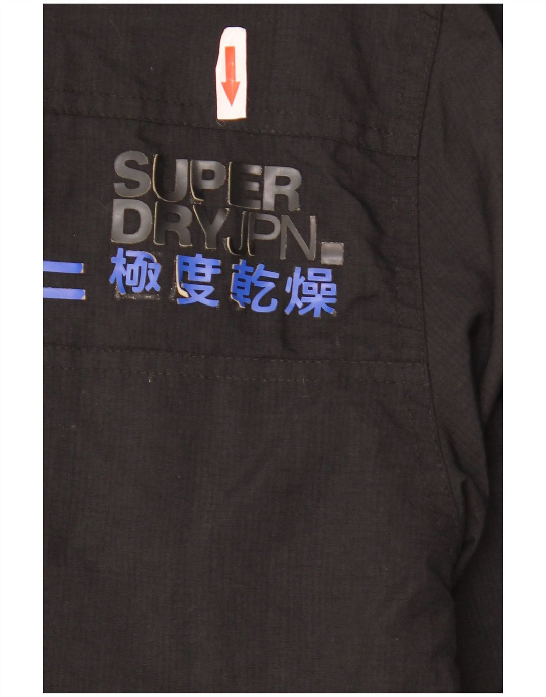 SUPERDRY Herre The Wind Attacker Grafisk regnjakke UK 44 2XL Sort Nylon