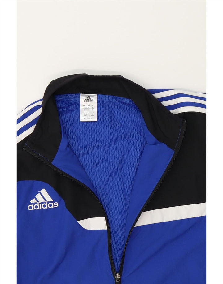 ADIDAS Mens Tracksuit Top Jacket Large Blue Colourblock Polyester Vintage Adidas and Second-Hand Adidas from Messina Hembry 
