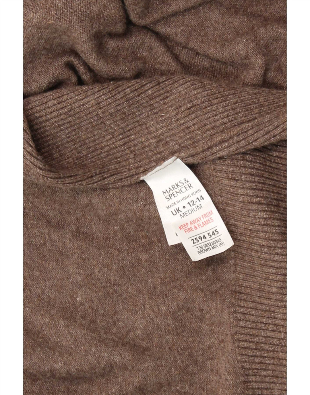 Marks & Spencer Dame Asymmetrisk Cardigan Sweater UK 12/14 Medium Brun