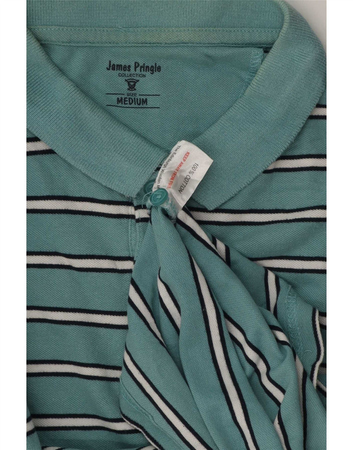James Pringle herre poloshirt mellemblå stribet bomuld