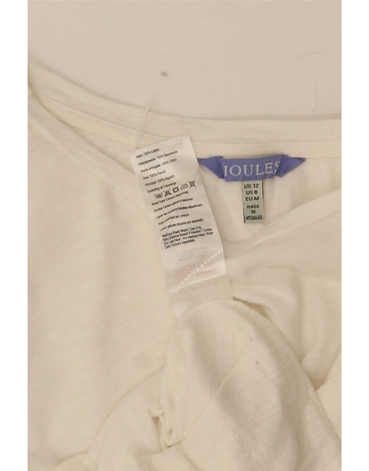 Joules T-Shirt Top UK 12 Medium Hvid Bomuld