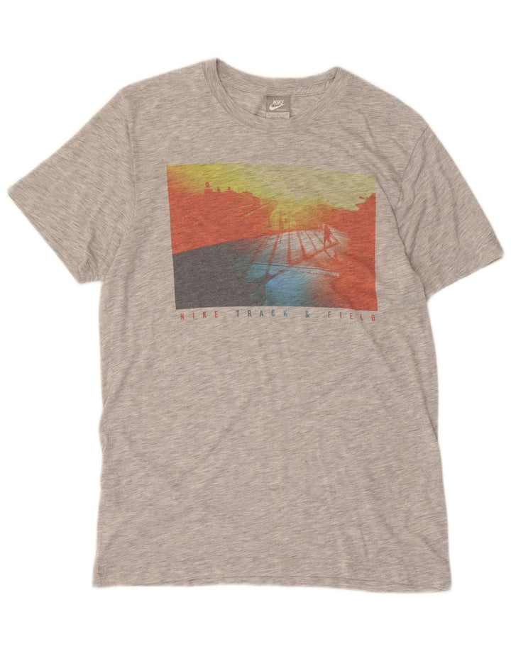 Nike Herre grafisk T-shirt Top mellemgrå Flecked Polyester