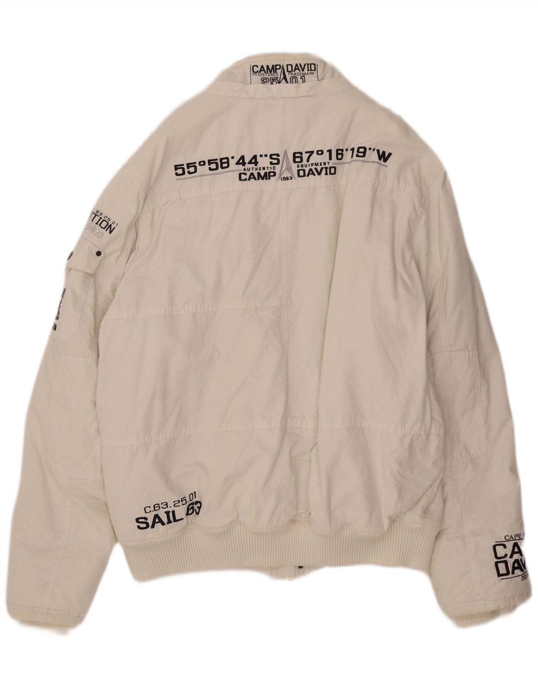 Camp David Herre Grafisk Bomber Jacket UK 46 3XL Hvid Bomuld