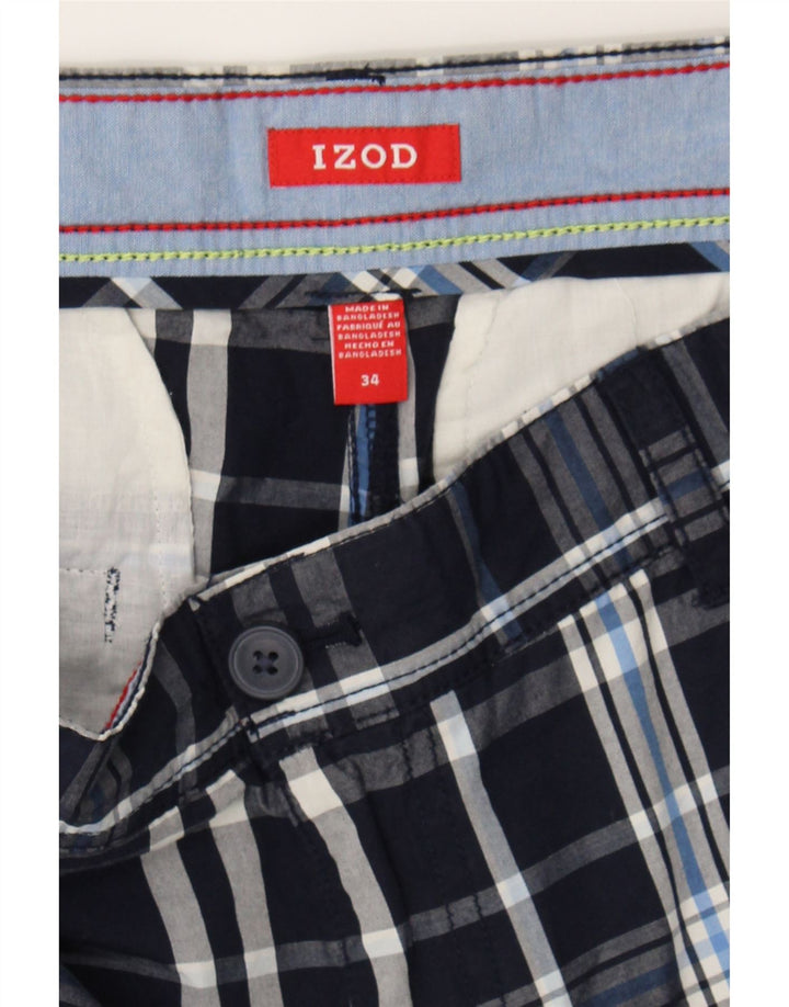 IZOD Womens Chino Shorts W34 Large  Navy Blue Check Cotton Vintage Izod and Second-Hand Izod from Messina Hembry 