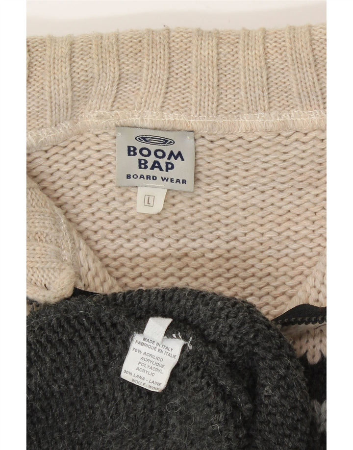 BOOM BAP Herre Cardigan Sweater Stor Grå Geometrisk Akryl