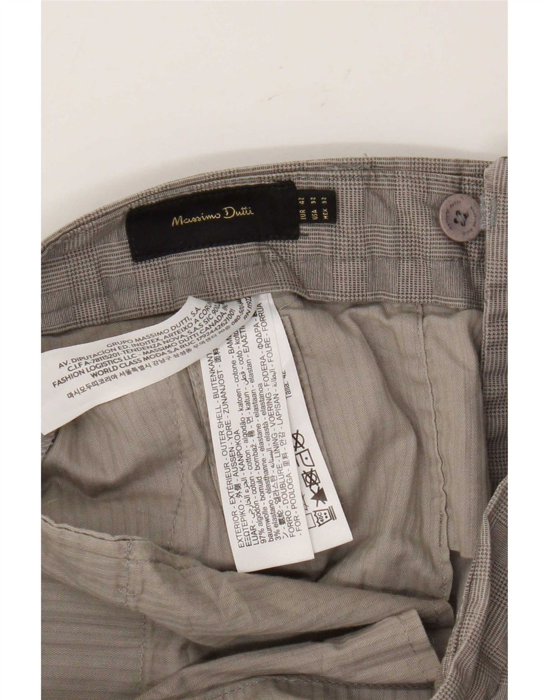 Massimo Dutti Herre tilspidsede jakkesætsbukser EU 42 Large W32 L29 Grå ternet