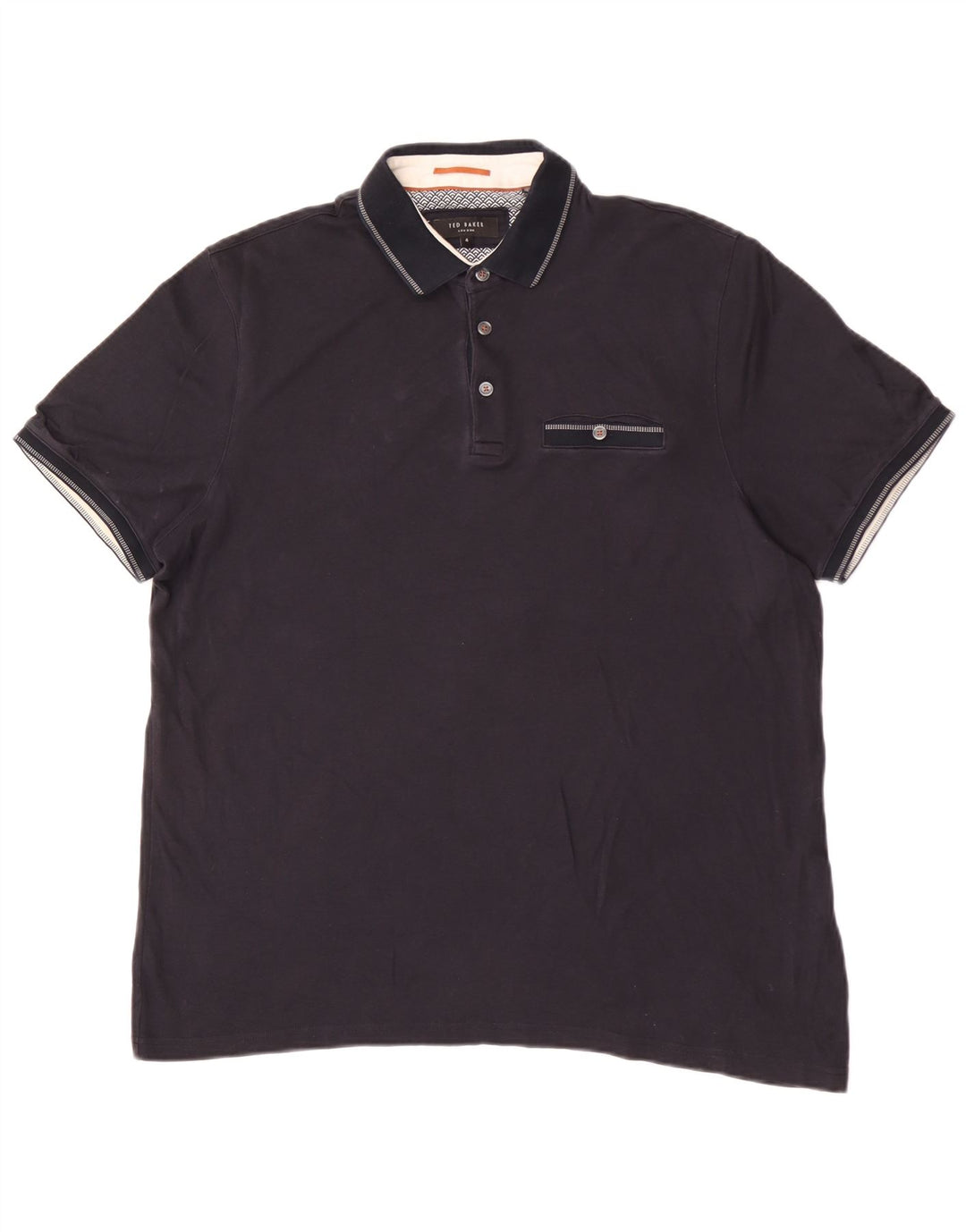 Ted Baker herre poloshirt str. 4 Large Navy Blue Cotton