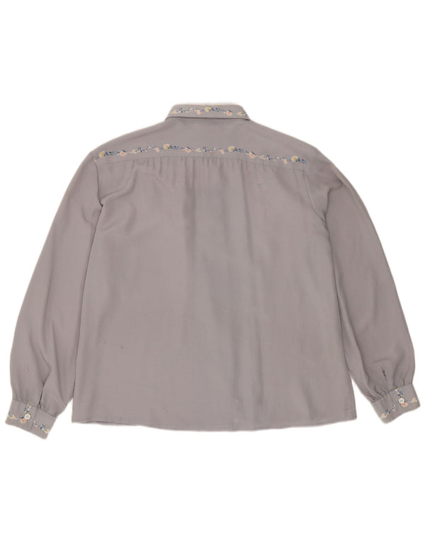 Vintage dameskjorte bluse IT 50 XL Blå blomster