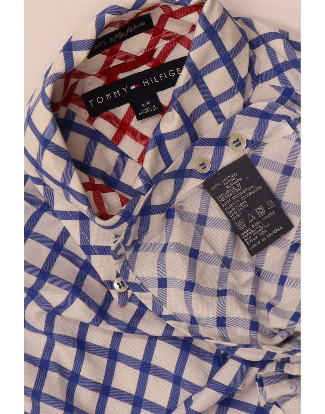 Tommy Hilfiger herreskjorte lille blå geometrisk bomuld