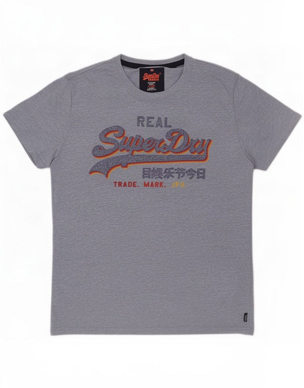 Superdry Grafisk T-shirt top til mænd 2XL Blå Flecked Bomuld