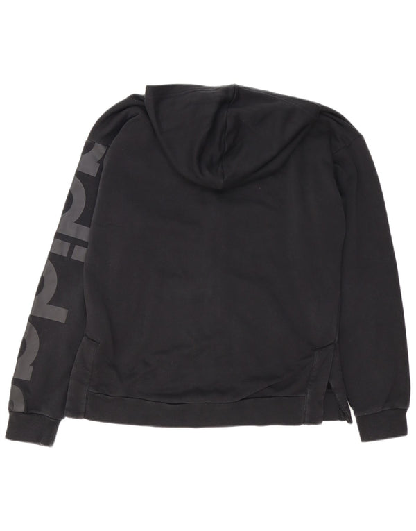 ADIDAS Herre Loose Fit grafisk hættetrøje med lynlås lille sort bomuld