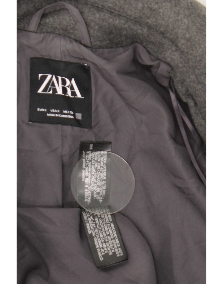 Zara Dame Oversized Dobbeltradet Frakke UK 10 Lille Grå Polyester