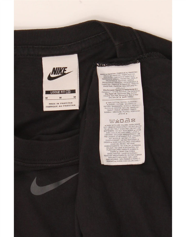 NIKE Dame Loose Fit grafisk T-shirtkjole UK 14 Medium Sort Bomuld