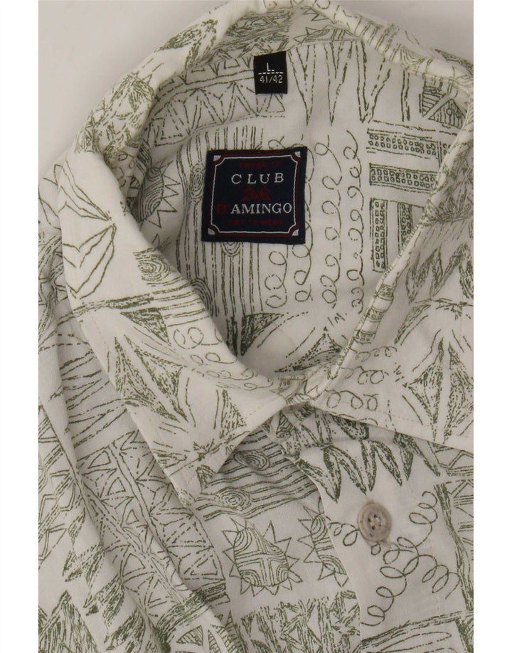 Club D'Amingo Kortærmet Herreskjorte Størrelse 41/42 Stor Grøn Patchwork