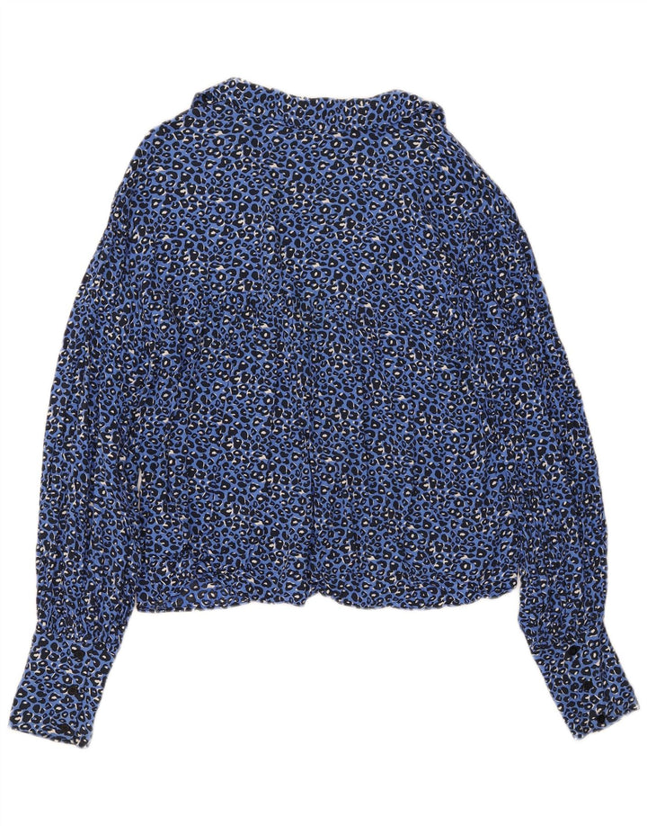 Zara Dameskjorte UK 14 Medium Blue Animal Print