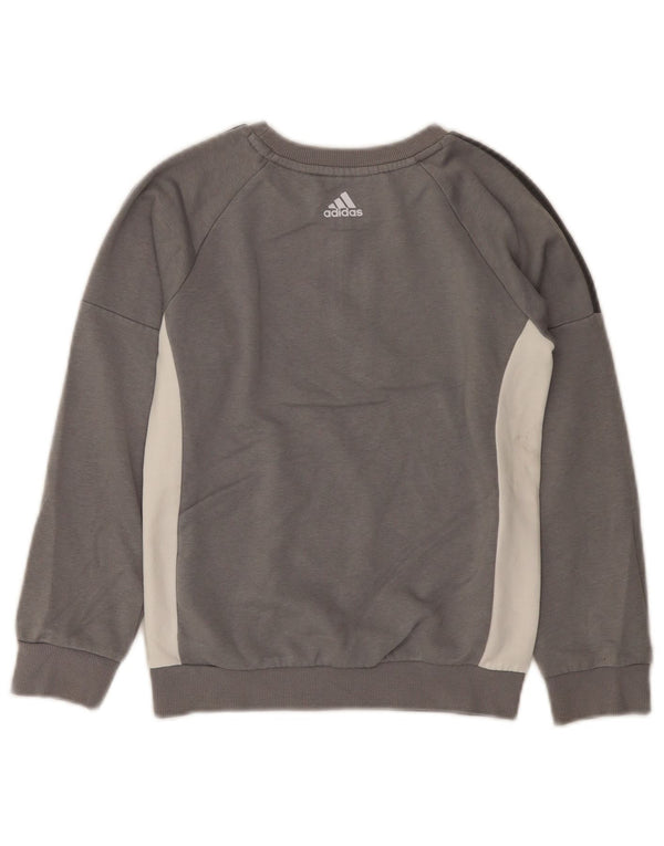 Adidas Boys Graphic Sweatshirt Jumper 7-8 år Grå Colourblock Bomuld