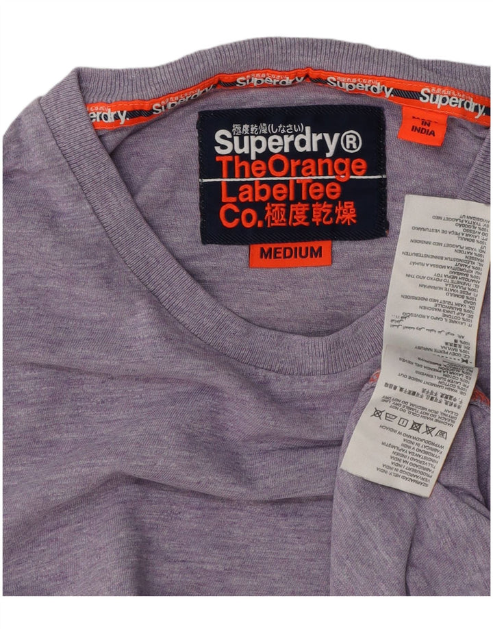 SUPERDRY Herre T-Shirt Top Medium Lilla Bomuld