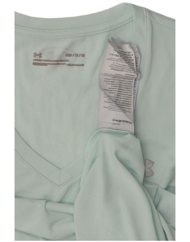 UNDER ARMOR Dame Heat Gear T-Shirt Top UK 14 Medium Turkis Polyester