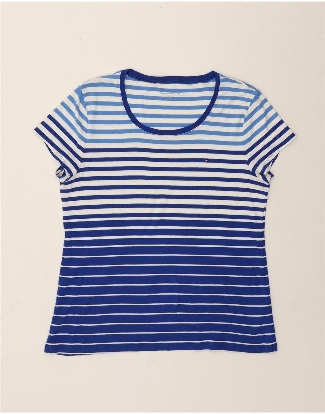 Tommy Hilfiger Dame T-Shirt Top UK 20 2XL Blå Bomuld