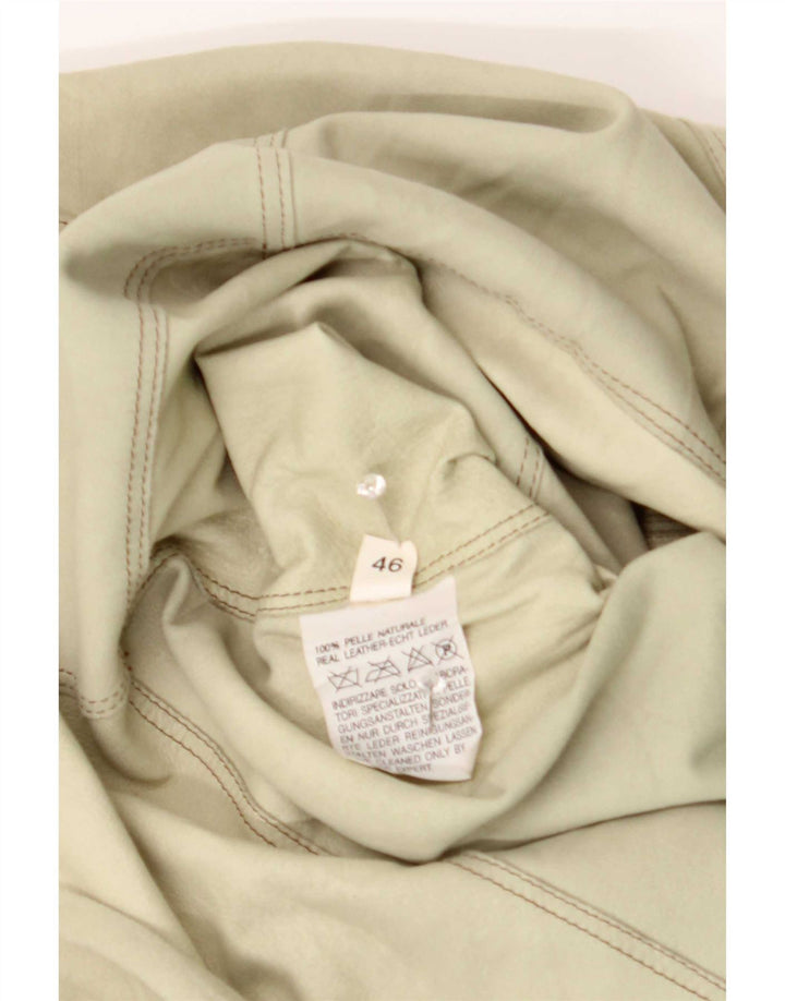 Vintage Dame Overshirt Ruskind Skjorte IT 46 Large Grønt Læder