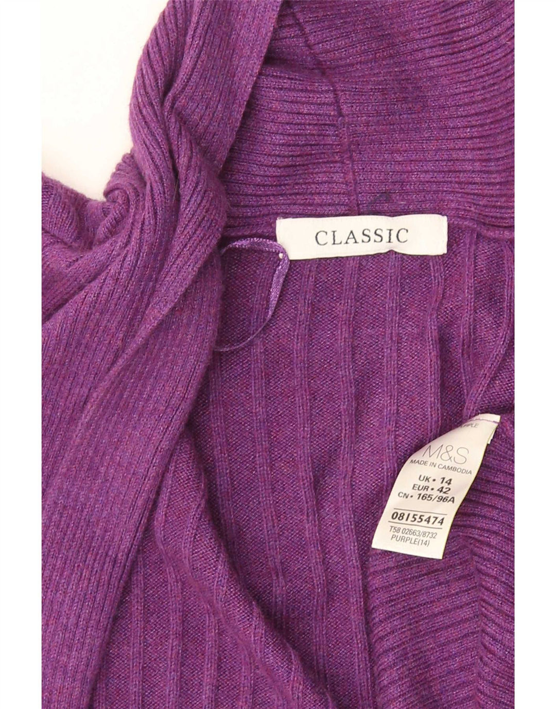 Marks & Spencer Womens Open Cardigan Sweater UK 14 Medium Purple Viscose