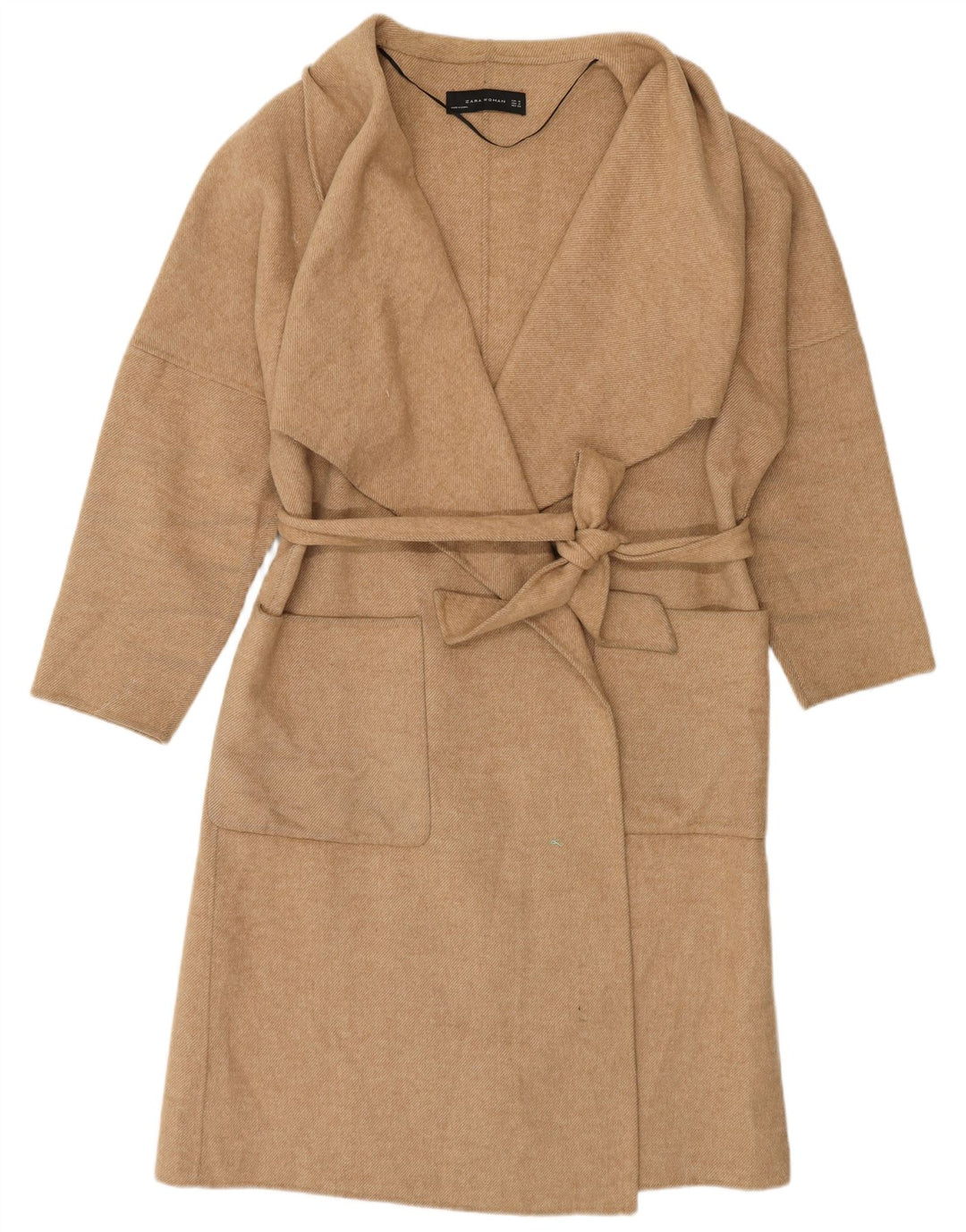 Zara Dame Oversized Overfrakke UK 14 Medium Beige Uld