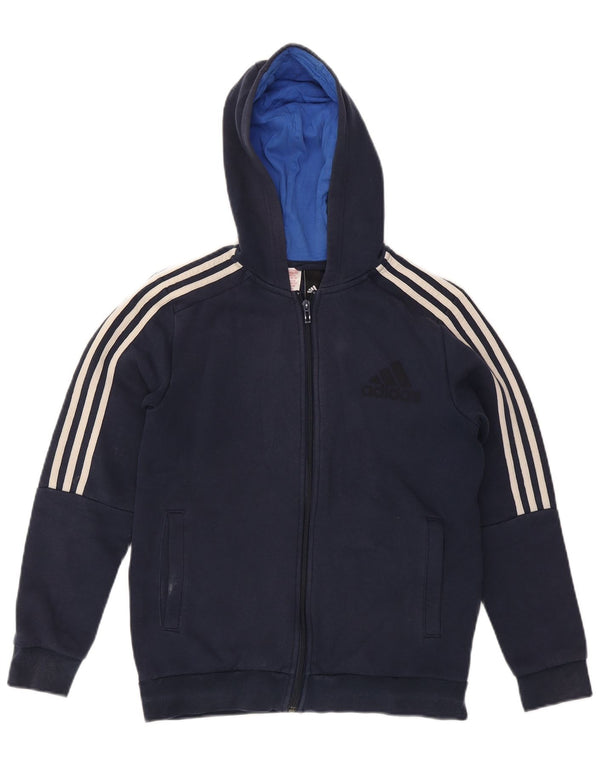 Adidas drenge Regular Fit hættetrøje med lynlås 13-14 år marineblå bomuld