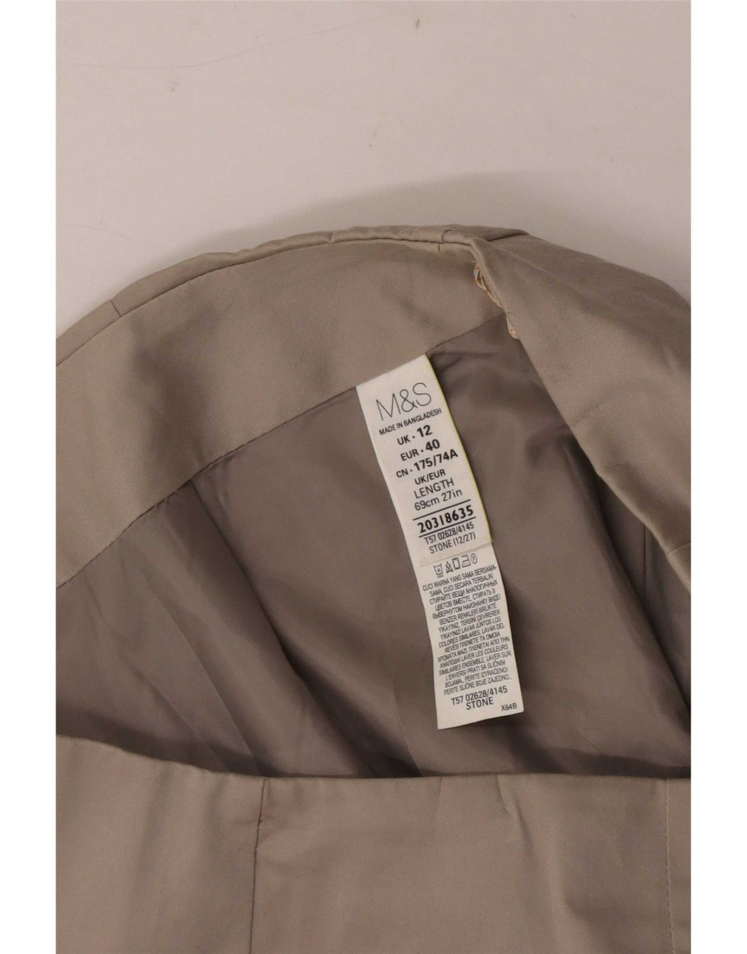 Marks & Spencer Pencil Nederdel til kvinder UK 12 Medium W30 Beige Bomuld