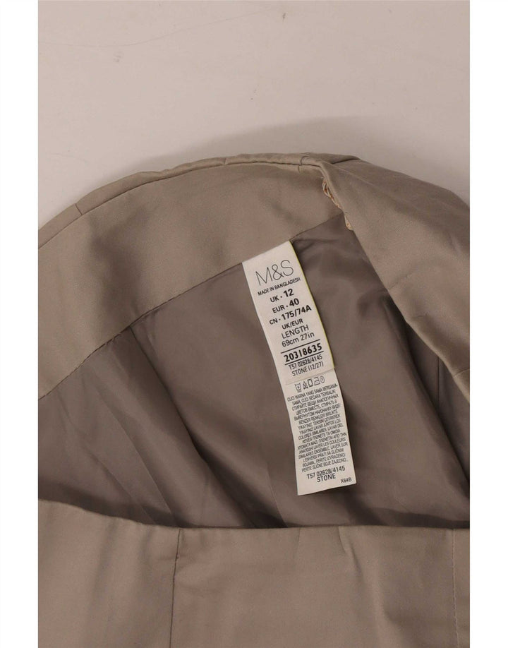 Marks & Spencer Pencil Nederdel til kvinder UK 12 Medium W30 Beige Bomuld