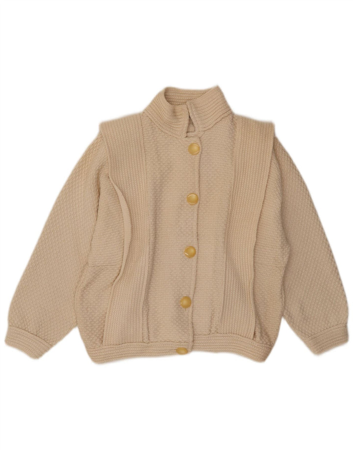 VINTAGE Dame Cardigan Sweater UK 14 Medium Beige