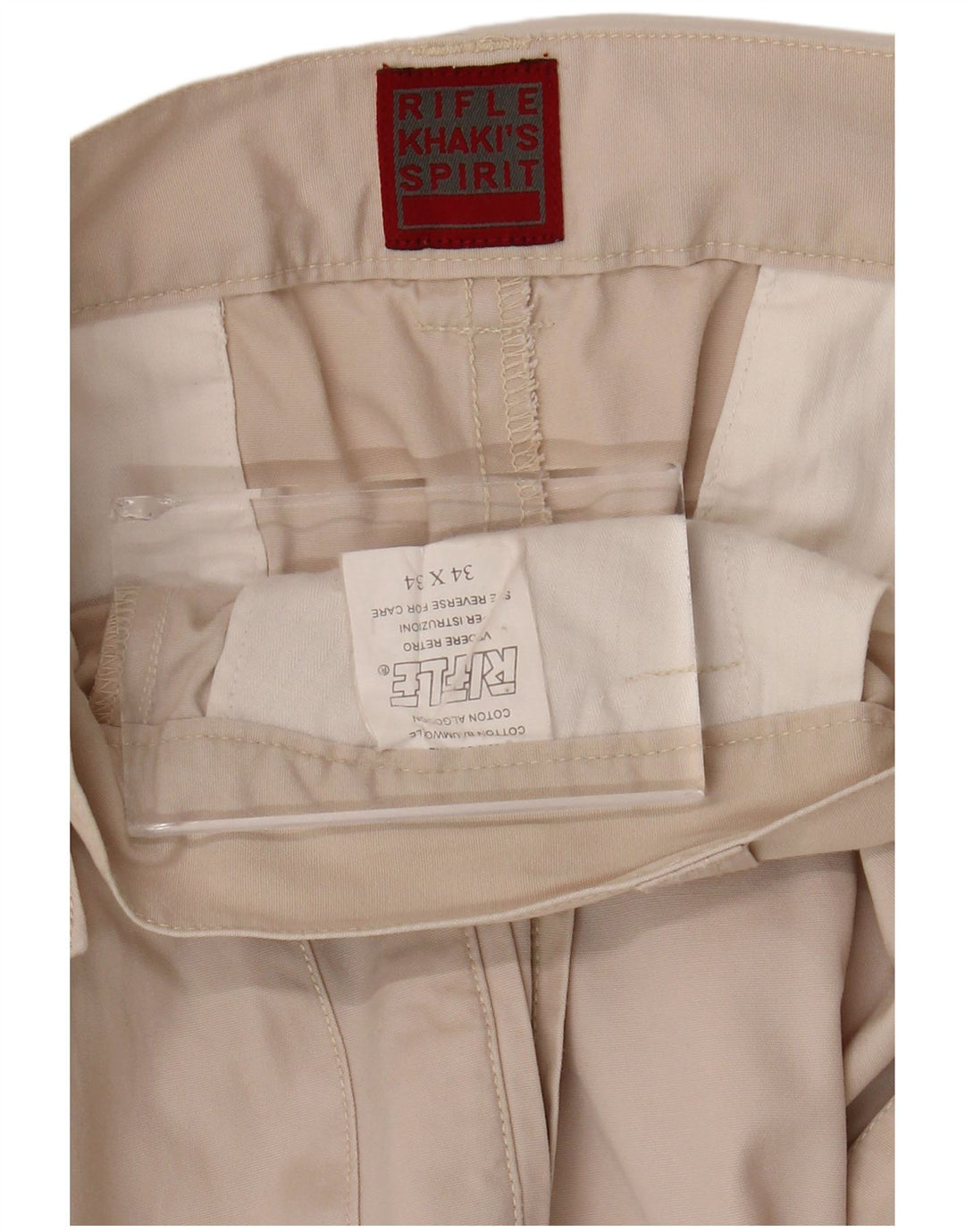Rifle Herre Straight Cargo Bukser W34 L34 Khaki Bomuld