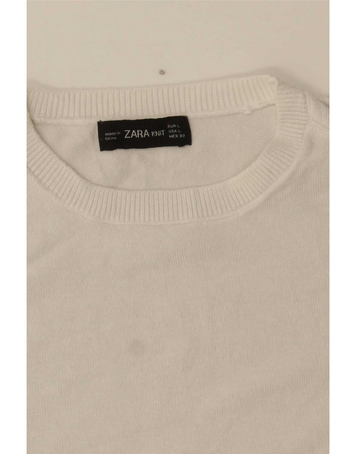 Zara Womens Crop Vest Tank Top UK 14 Large White