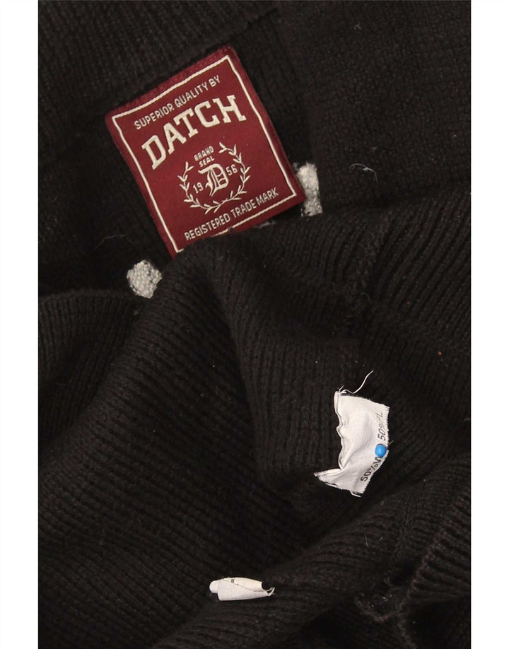 Datch Herre Grafisk Cardigan Sweater Stor Sort Uld