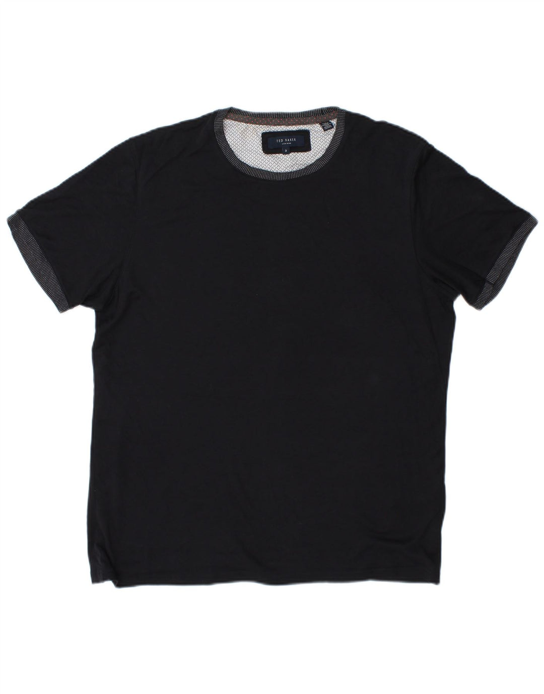 TED BAKER Herre T-shirt Top Størrelse 3 Medium Marineblå Bomuld