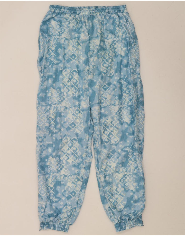 Vintage fuld træningsdragt til mænd, stor blå geometrisk nylon