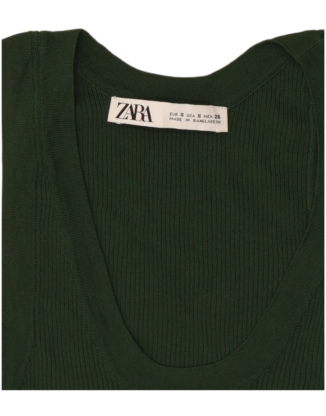 Zara Womens Crop Vest Tank Top UK 8 Small Green