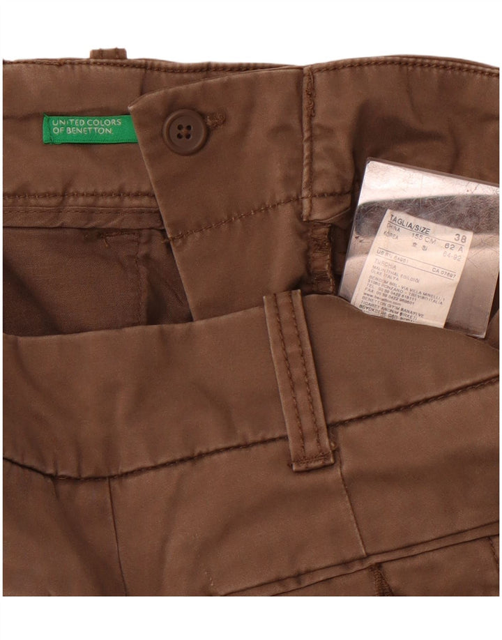 BENETTON Dame Bootcut Chino Bukser IT 38 XS W26 L30 Brun Bomuld