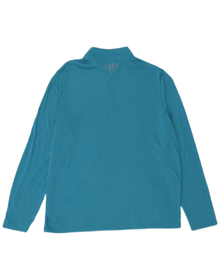 Under Armour Herre Heat Gear Zip Neck Pullover Træningsdragt Top Stor Blå
