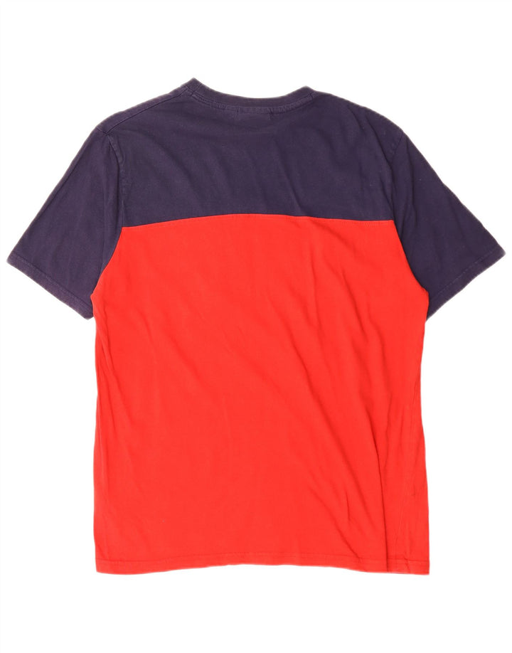 Fila Herre grafisk T-shirt Top Medium Rød Colourblock Bomuld