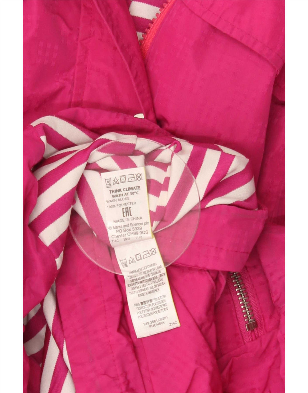 Marks & Spencer Dame Windbreaker Jacket UK 16 Large Pink Polyester
