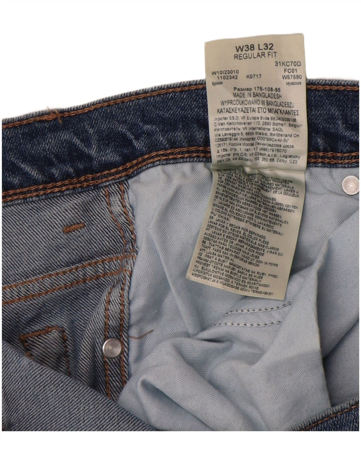 Wrangler Herre Regular Fit Straight Jeans W38 L32 Blå Bomuld