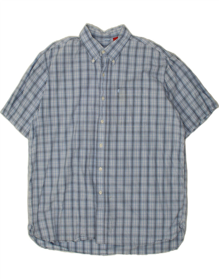 IZOD Mens Short Sleeve Shirt XL Blue Check Cotton Vintage Izod and Second-Hand Izod from Messina Hembry 