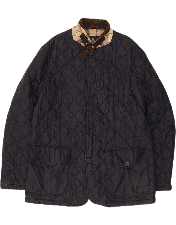 Barbour Herre Quiltet Jakke UK 44 2XL Navy Blue Polyamide
