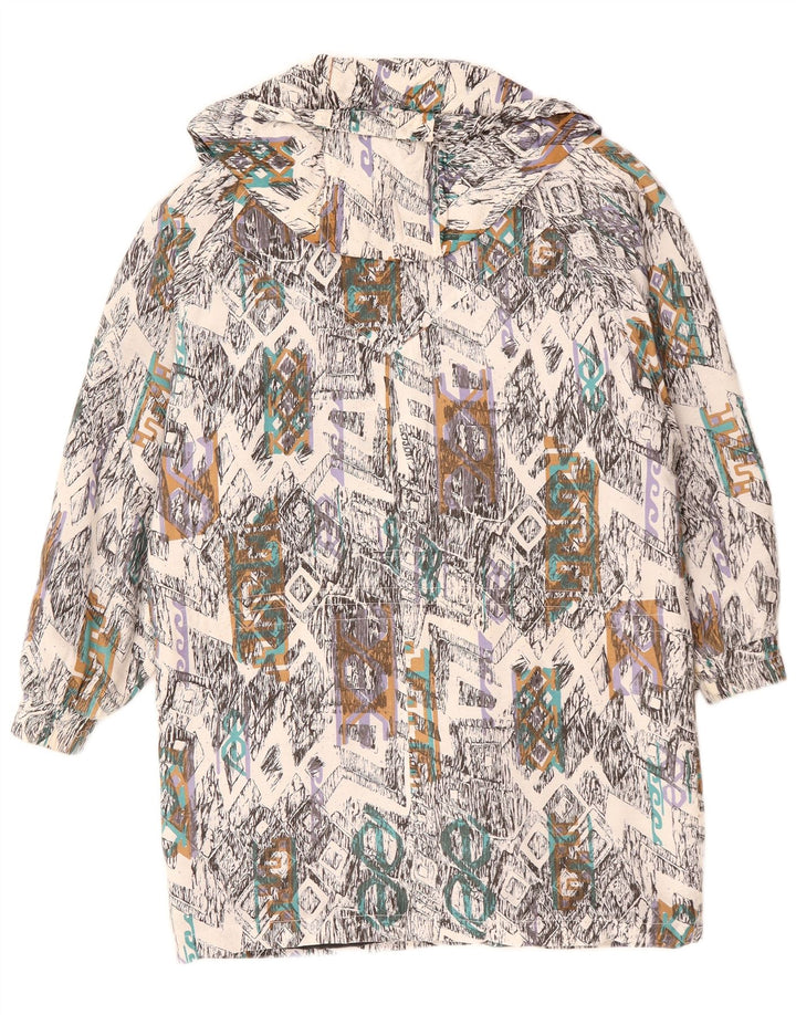 VINTAGE Dame Windbreaker Coat UK 10 Small Multicolored Geometric