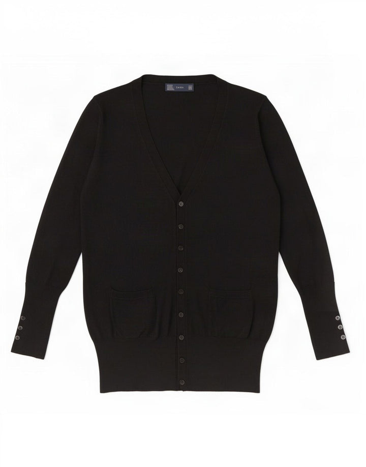 Zara Dame Cardigan Sweater UK 12 Medium Black Rayon