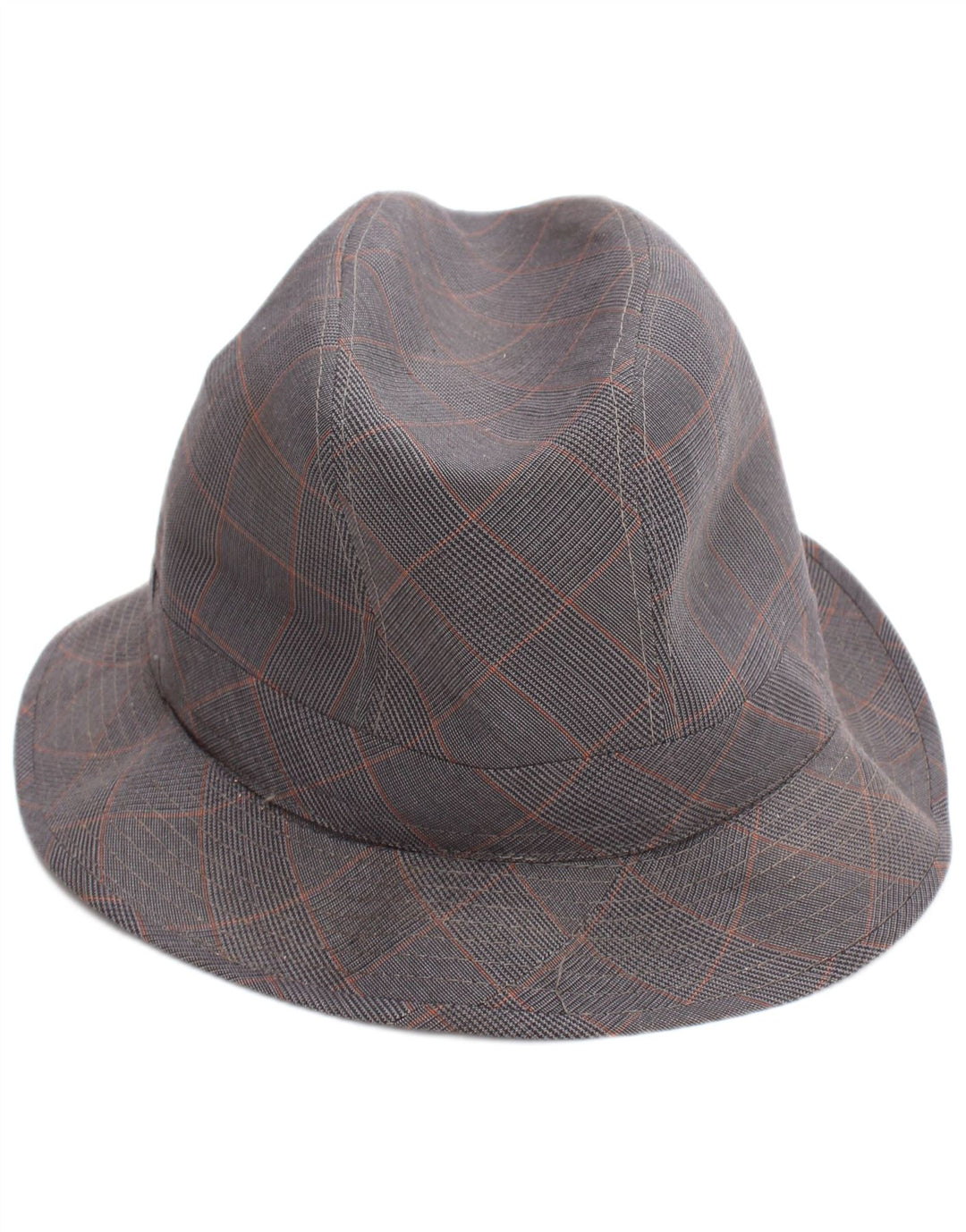 Vintage Herre Fedora Hat Stor Grå Ternet Klassisk