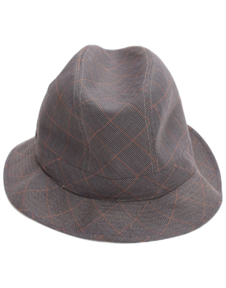Vintage Herre Fedora Hat Stor Grå Ternet Klassisk