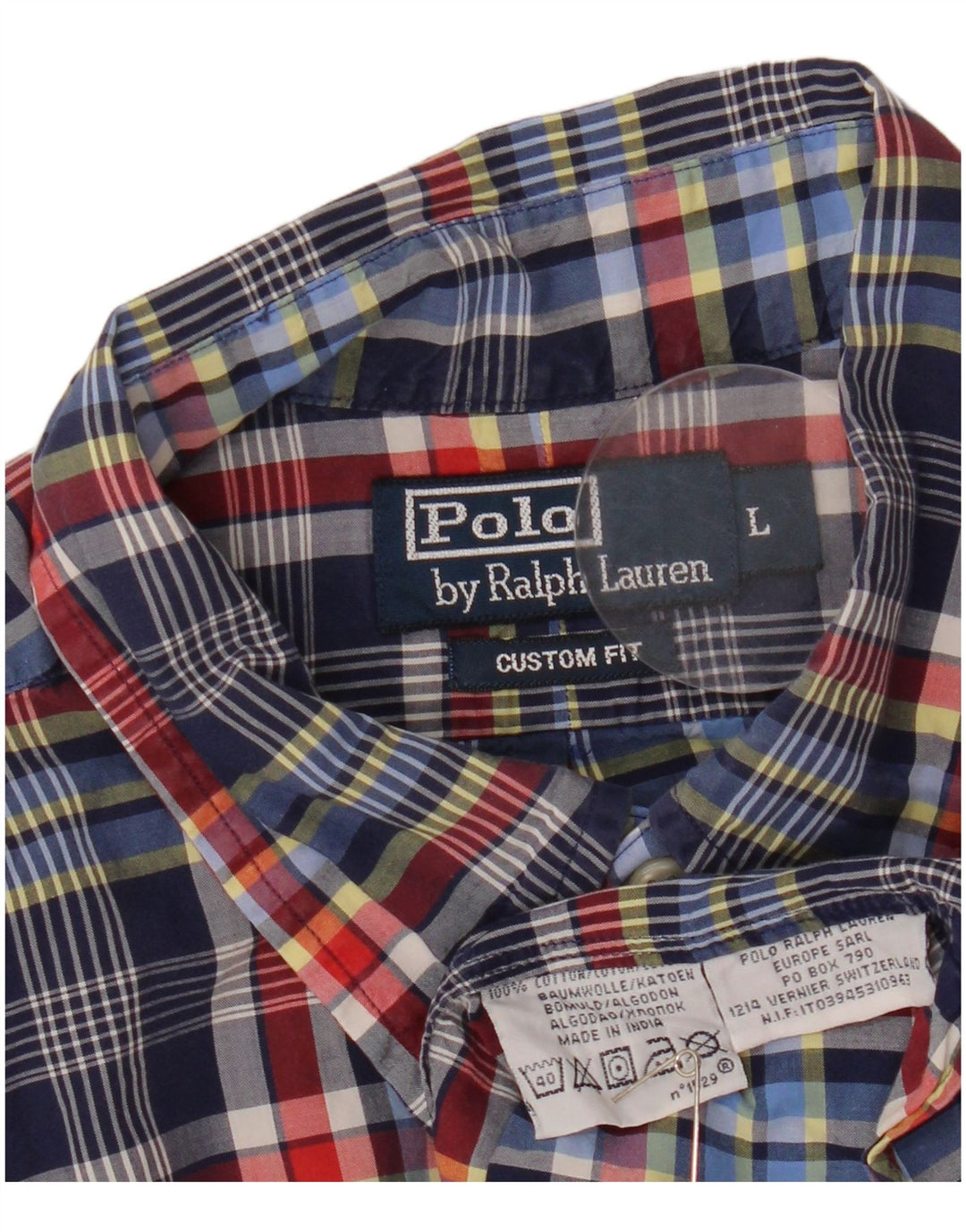 Polo Ralph Lauren Herre Custom Fit skjorte Stor blå plaid bomuld