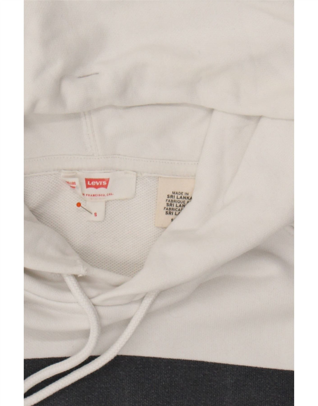 LEVI'S Womens Graphic Oversized Hoodie Jumper UK 10 Small White Cotton Vintage Levi's and Second-Hand Levi's from Messina Hembry 